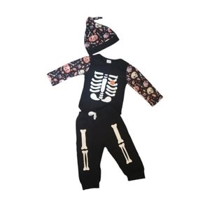 Infant Halloween Costume Outfit with Beanie Skeleton Pumpkin